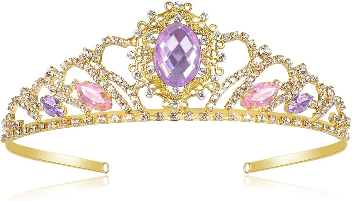 Princess Dress Up Accessories Tiara Crown Sparkle Gold Crown for Birthday Christmas Halloween Cosplay
