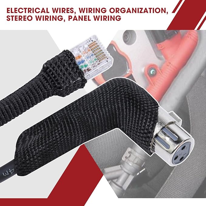 Heat Shrink Wire Loom 2:1 Shrinkable Braided Cable Sleeve 3/8 Inch ID-46ft Abrasion Protection Flexibility Fabric Wiring Harness Cover Sheath
