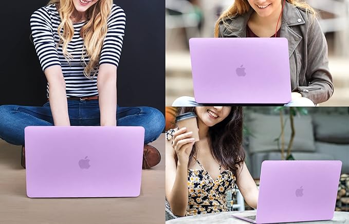 CISSOOK Compatible with MacBook Air 13.6 inch Case A3240 A2681 A3113 2022 2023 2024 2025 Release, Plastic Hard Shell Case USB 3.0 Adapter for MacBook Air 13 inch M2 M3 M4 Chip, Frosted Purple