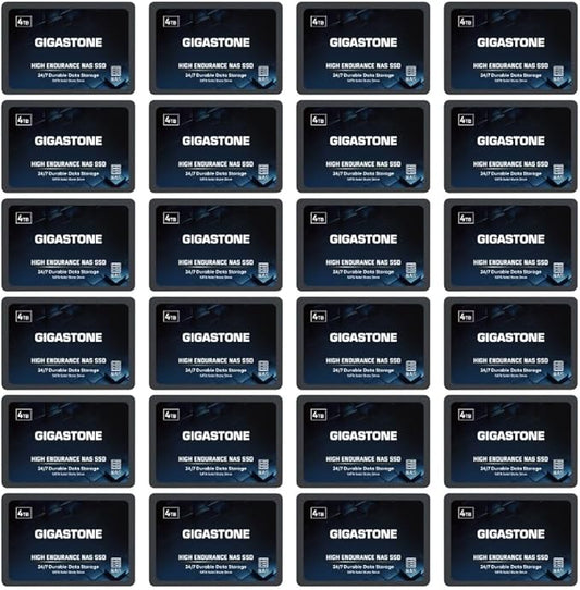 Gigastone 4TB NAS SSD Drive (24-Pack) 24/7 Durable High Endurance RAID Data Storage Network Attached Storage 2.5" SATA Internal Solid State Hard Drives