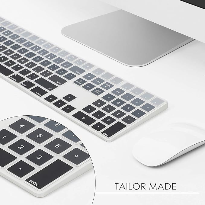 Allinside Ombre Gray Cover for Apple iMac Magic Wireless Keyboard with Numeric Keypad MQ052LL/A A1843 US Layout