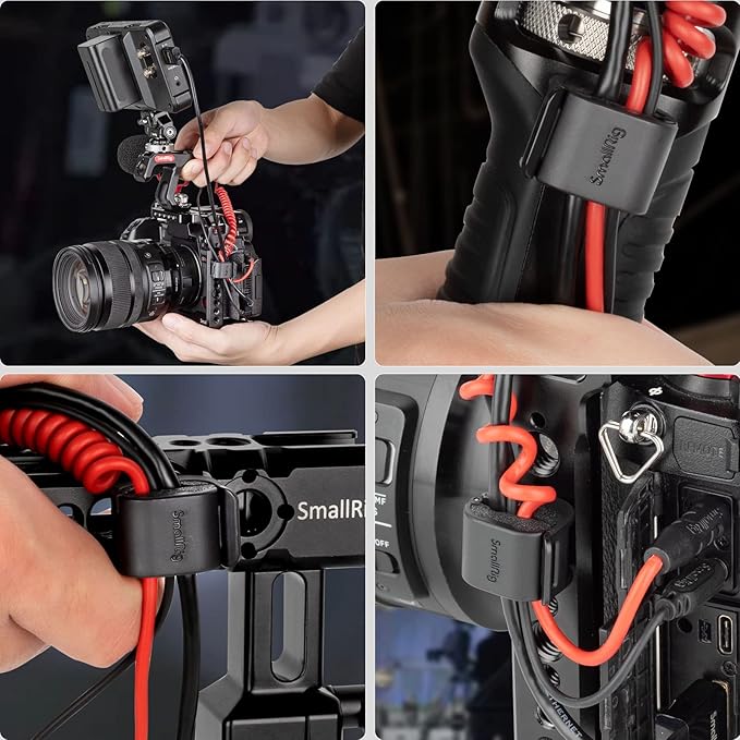 SmallRig Camera Clamp (4 pcs) for HDMI/SDI/Microphone Cable, DSLR Camera Cable Lock Mount Support 2-7mm