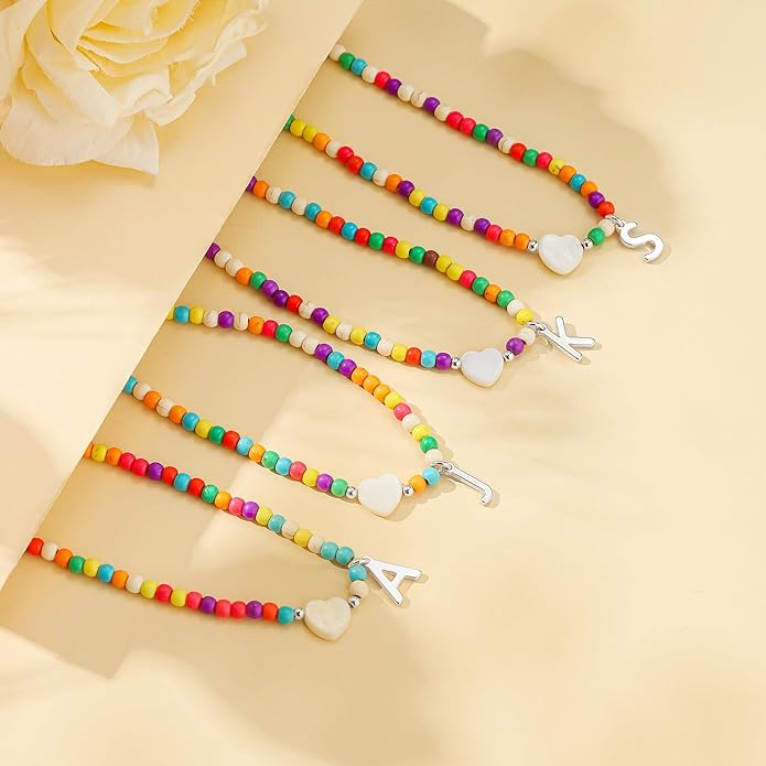 Ursteel Valentines Gifts for Kids Teen Girls - Trendy Beaded Choker Necklace for Women Teen Girl, Handmade Letter Necklace Valentines Galentines Day Gifts Women Girls Jewelry