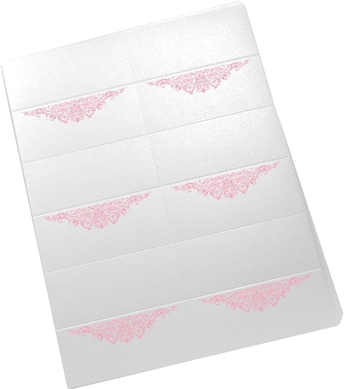 Paisley Printable Place Cards, Pink (Choose Color), Set of 150 (25 Sheets), Laser & Inkjet Printers - Wedding, Party, Dinner, and Special Events - Made in the USA