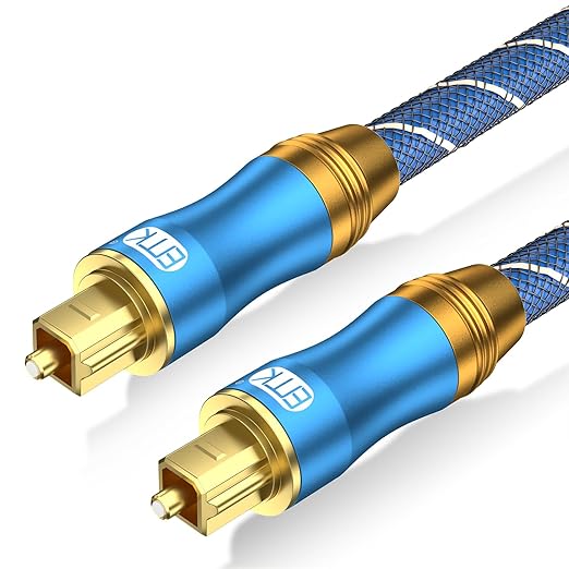 EMK Digital Optical Audio Cable Fiber Optical Toslink Cable SPDIF Audio Cable Male to Male Cord for Home Theater, Sound Bar, TV, PS4, Xbox, PlayStation & More (6Feet/1.8M)