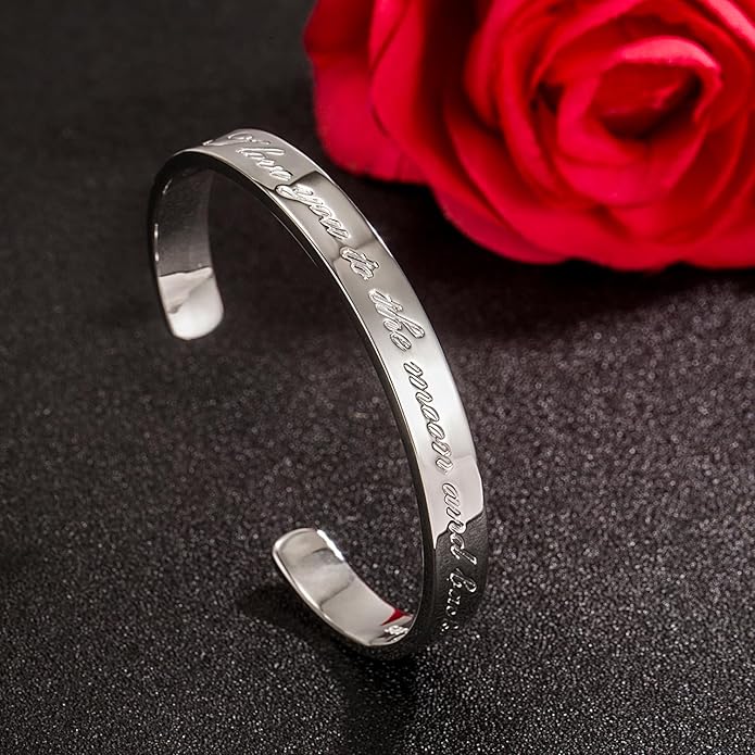 Dankadi Men & Women 925 Sterling Silver Bangle-Engravable Adjustable Cuff Bracelet -8MM/10MM Couple Bracelet- Unisex Jewelry For Him/Her Gift