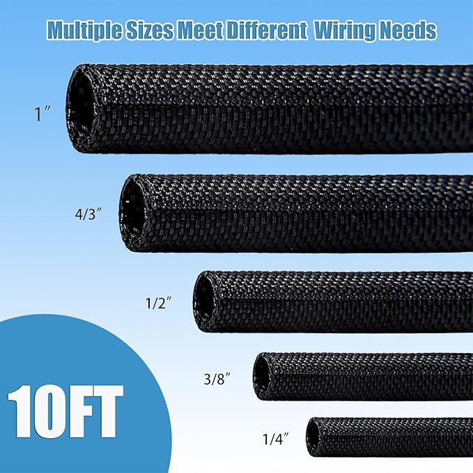 3/8 inch Cord Protectors from Pets No Chew, 10ft Wire Protector Cord Covers for Pets, Flexible Cable Management Sleeve for USB Power Cords Audio Video Cords Phone Charging Cables, Black