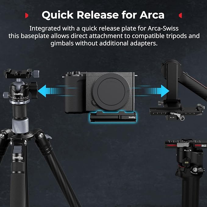 SmallRig Mount Plate for AirTag, Quick Release Camera Mount Baseplate for Arca-Type, Built-in EVA Pad, 1/4"-20 Screws, for Sony A7 III/ A7 IV/ A7C II/ A7C R/A6700 /A6400 /FX30 /FX3 /ZV-E10 II- MD5423
