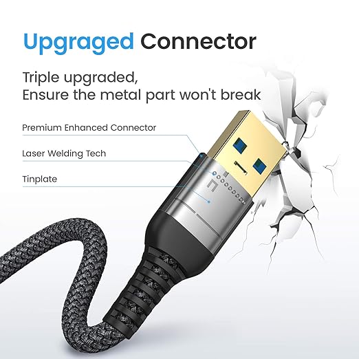 AINOPE 2 Pack USB Extensions Cable High Speed USB 3.0 Extension Cord Type A Male to Female Sturdy Braided Material Fast Data Transfer Compatible with USB Keyboard,Mouse,Flash Drive,Black,10FT+10FT