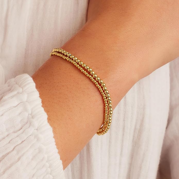MBW Gold Bracelets for Women Beaded Bracelets Dainty Bracelet 18K Gold Plated Paper Clip | Cross Bracelet Twisted Rope Link Chain for Women Jewelry