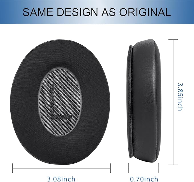 GEVO Ear Pads Cushions Replacement for Bose QC35 ii QC35, Earpads for Bose QuietComfort 35ii 35 Headphones with Protein Leather Noise Isolation Memory Foam (Cooling Gel Black)