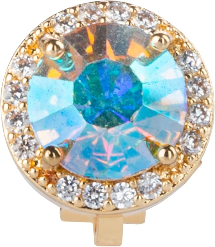 Aloha Earrings Round Halo Crystal Clip On Stud Earrings