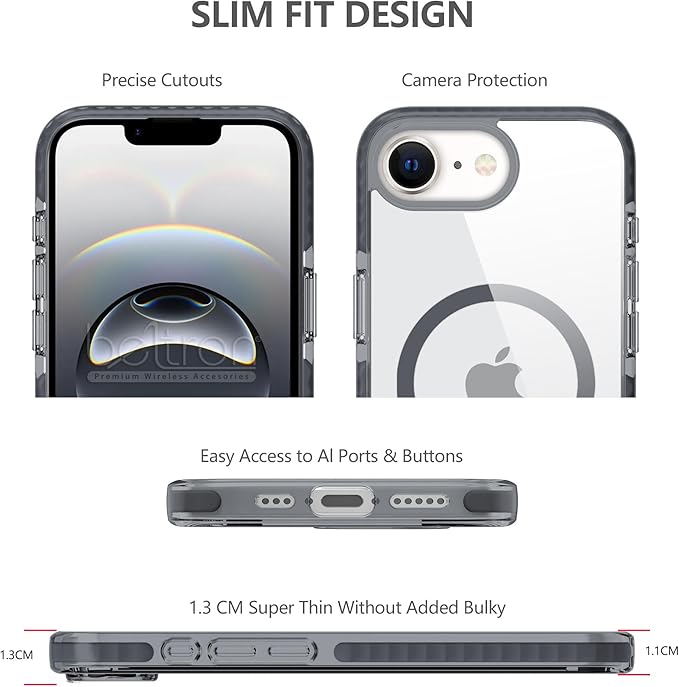 BELTRON Belt Case for iPhone 16e (2025), Slim Protective Transparent Case & Rotating Belt Clip Holster Combo (Compatible with MagSafe)