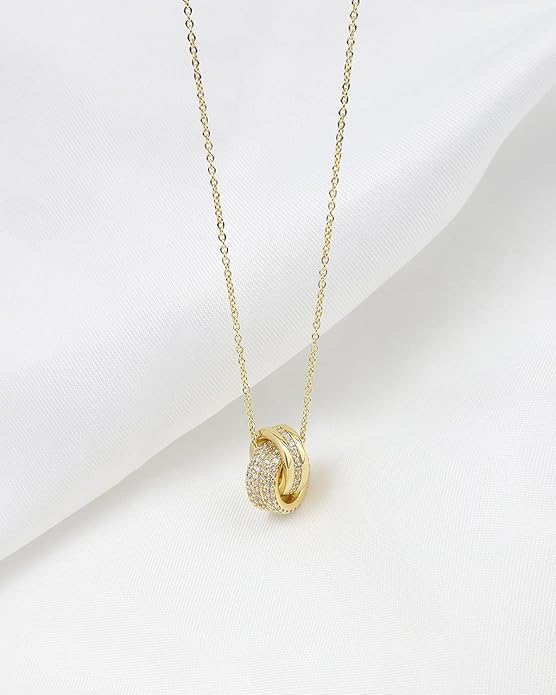 14K Gold Plated CZ Minimalist Dainty Pendant Necklace | Gold Necklace for Women | Daily Wear Gold Jewelry