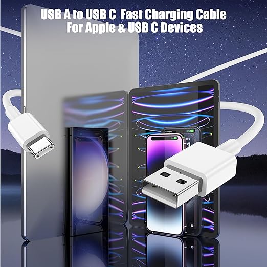 Car Carplay Cable for iPhone 16 15 Pro Plus Pro Max，3-Pack [3.3FT+3.3FT+6FT] USB A to USB C Cable for iPhone 16 15，for iPad Pro/Air/Mini，for Samsung Galaxy S24/S23/S22，for MacBook Pro/Air and More