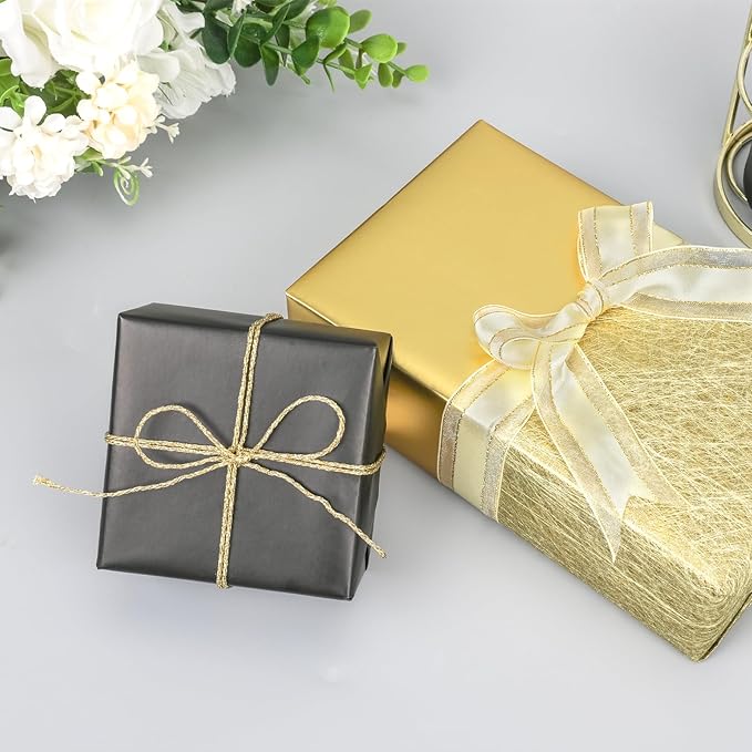 NESCCI Matte Metal Wrapping Paper, Solid Color Paper-2 Roll,17.5 Inches X 32.8 Feet Per Roll,Gift Wrapping Paper,Perfect for Wedding,Valentine's Day,Birthday,Baby Shower,DIY Bouquet