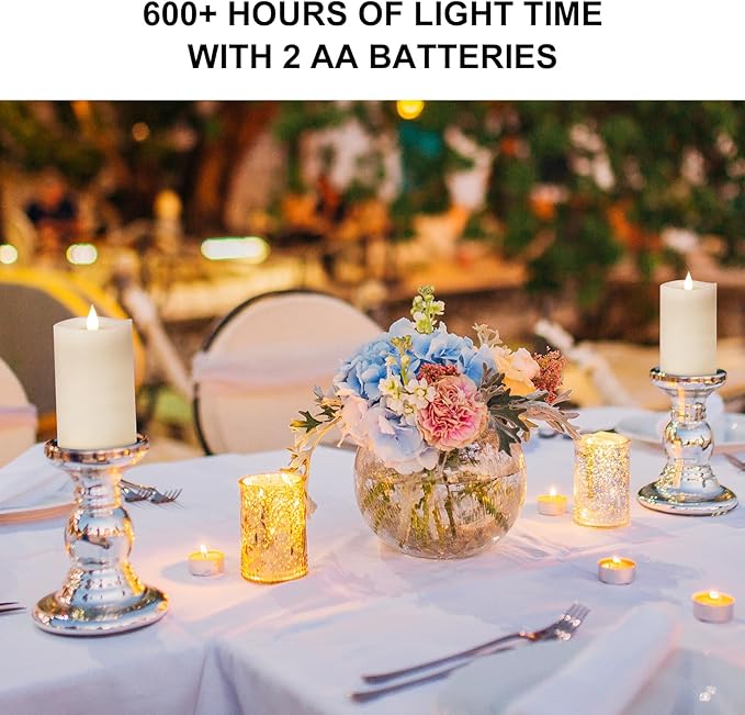 3PCS, 3 x 5 inches Flameless Candle with Remote Control, 3D Flickering Wick, Real Wax Pillar LED Candles, Battery Candles,with Timer,for Holiday Home Decor,White