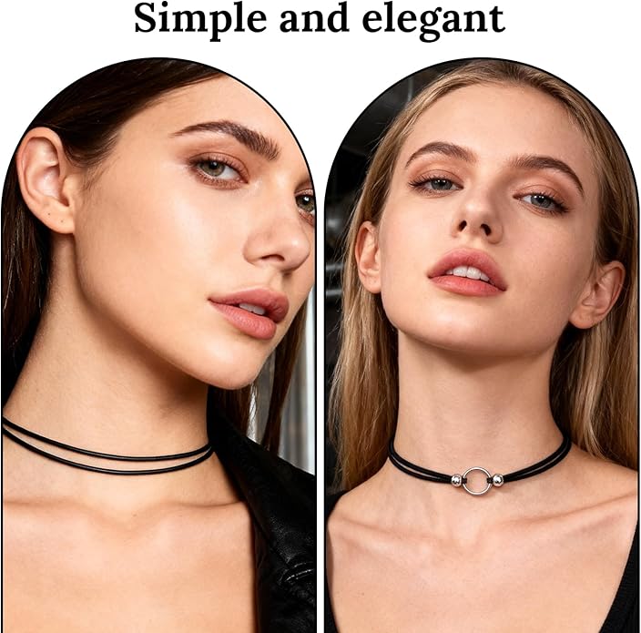 6 PCS Black Choker Necklace, Adjustable Black Velvet Choker Multiple Styles Velvet Chokers Necklaces Stylish Layered Velvets Collar Necklace for Women Daily Party Festival Gifts Decoration