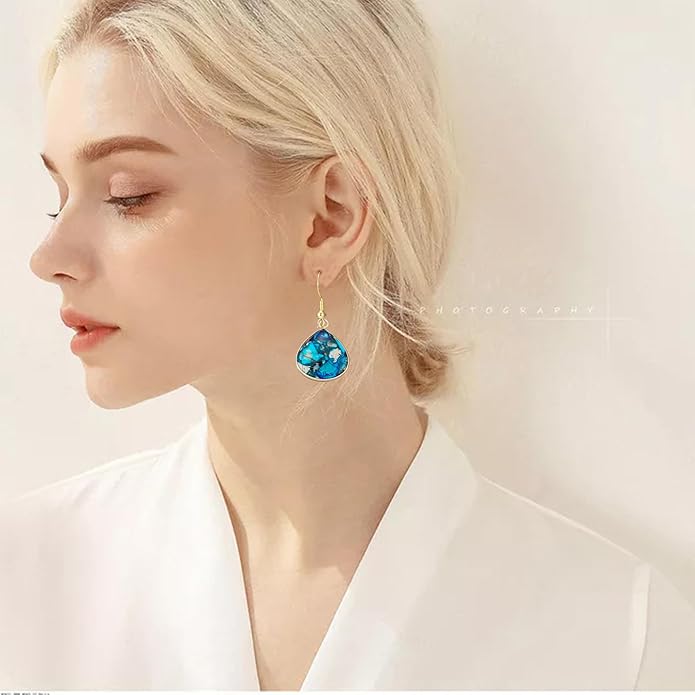 Boho Women Natural Stone Earrings Unique Healing Imperial Jasper Gemstone Energy Hypoallergenic Lightweight Dangle Drop Earrings Multiple Styles Earrings Jewelry for Birthday Party Gift