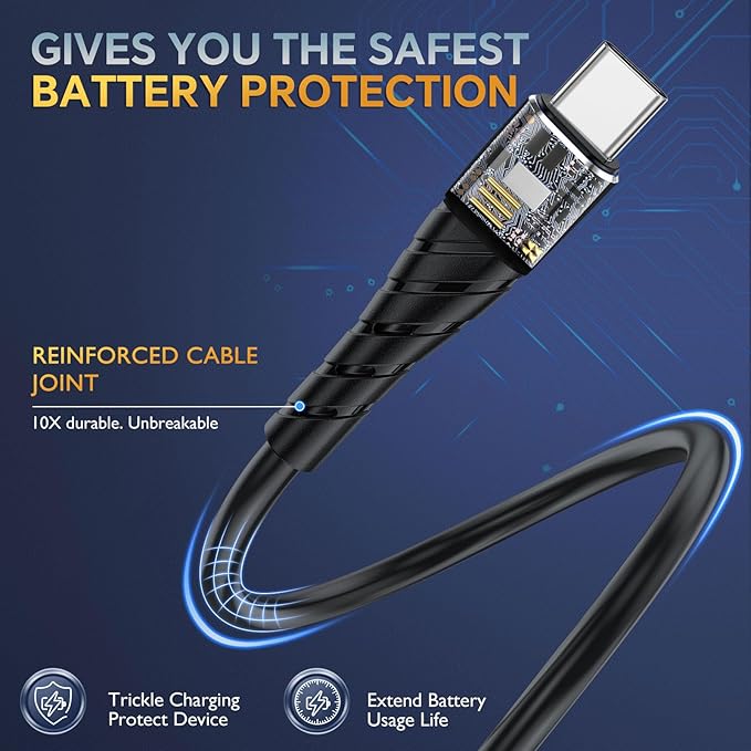 OIITH USB C Cable, 3FT 3Pack, Fast Charging, 3A, for iPhone 15/Plus/Pro/Pro Max, Samsung, Pad, Laptop, LG, Gold, 3.0ft Cable Length