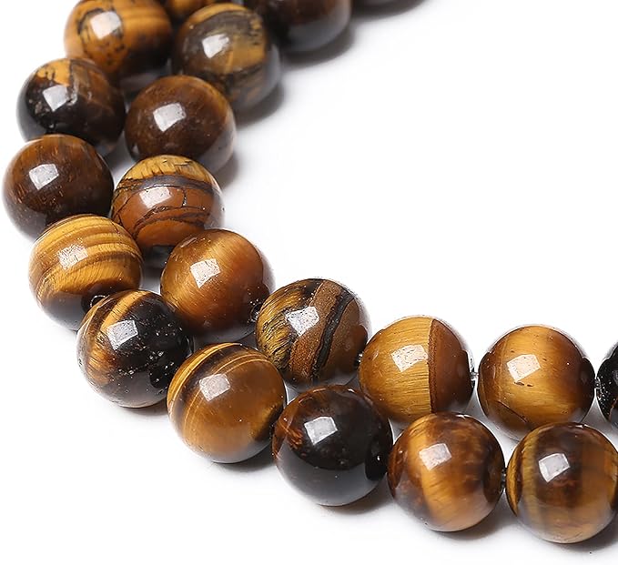 Natural Yellow Tiger Eye Stone Beads Semi Gemstone Round Loose Beads for Jewelry Making 8MM 45PCS 15" DIY Bracelet Necklace Earrings