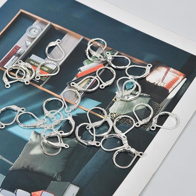 100Pcs Silver Filled Leverback Earwires French Earring Hooks,Hypoallergenic Dangle Ear Wire Findings for DIY Jewelry Making Supplies (Silver-French Earring Hooks)