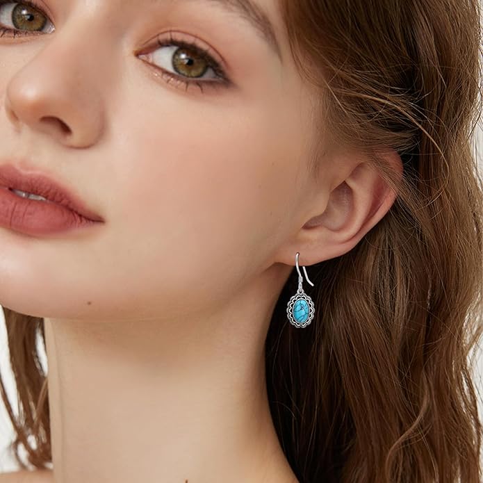 Western Earrings for Women 925 Sterling Silver Turquoise Western Country Dangle Drop Earrings Country Jewelry Gifts for Cowgirl Cowboy