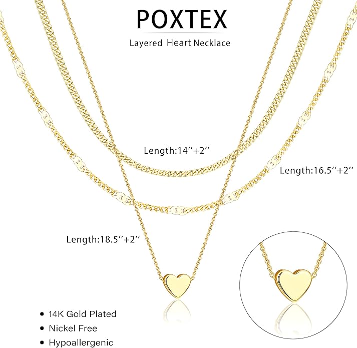 Layered Gold Necklaces for Women, Stackable Dainty 14K Gold Silver Plated Trendy Simple Heart Diamond Cross Bow Circle Pendant Paperclip Choker Dot Chain Necklace,Jewelry Set Gifts for Women