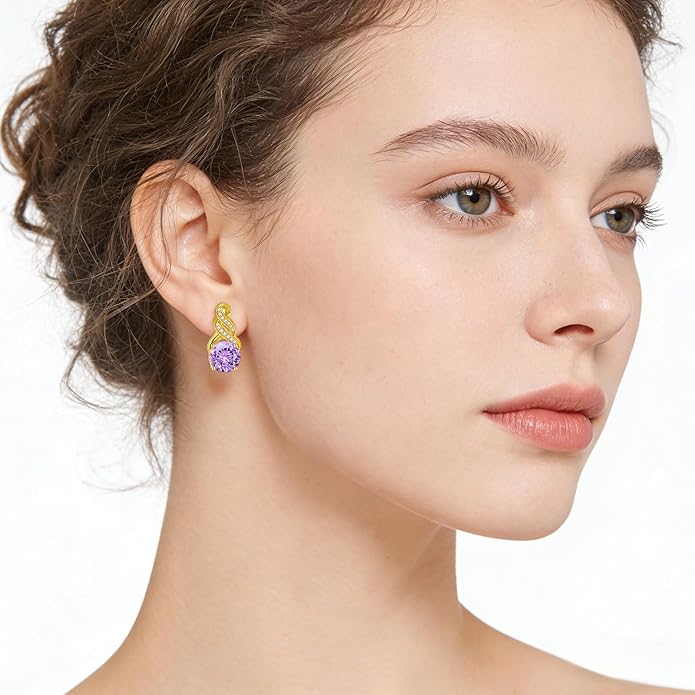 Jewelry Sets for Women-18K Gold Plated Dainty Birthstone Pendant,Trendy Necklace Earrings Infinity Bracelets Set,Ideal Jewelry Gifts for Her Mom