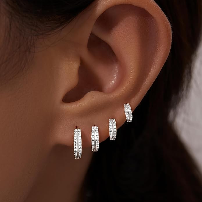 Small Gold Huggie Hoop Earrings Set for Women Men Hypoallergenic 14K Plated Stack Cartilage Earrings, Multiple Piercing Lightweight Mini Thin Cute Dainty Trendy Jewelry Set Christmas Gifts for Women