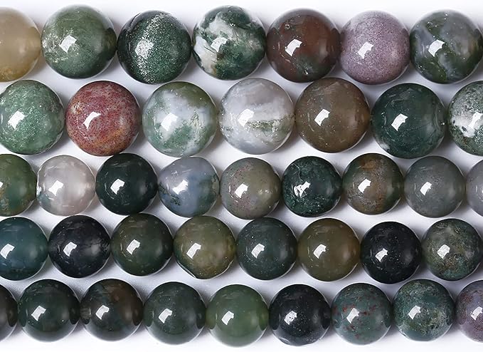 45pcs 8mm Natural Indian Agate Gemstone Beads Smooth Round Loose Spacer Beads for Jewelry Making DIY Bracelet Necklace 15" Strand
