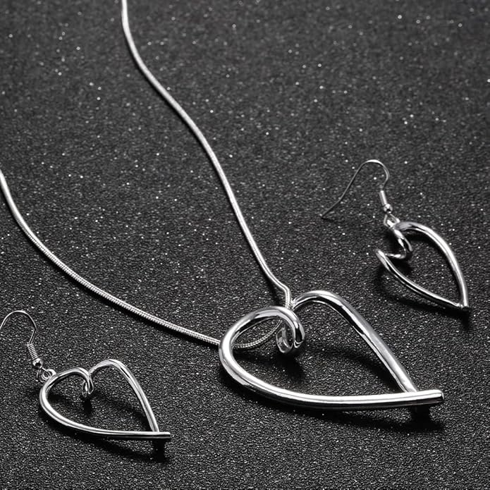 Madison Tyler Gold Plated Jewelry Set for Women | Silver Teardrop Pendant Necklace Trendy | Long Necklace with Snake Chain | Fashion Dangle Earring Set