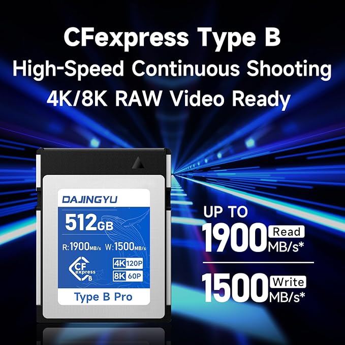 512GB CFexpress Type B Memory Card VPG400 Up to 1900/1500 MB/s Read/Write- Shooting Video and Photo in up to 8K RAW Compatible with Nikon Canon panasonic Fujifilm Camera