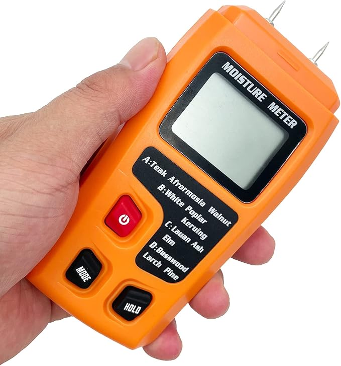 Digital Wood Moisture Meter Wood Humidity Tester Hygrometer Timber Damp Detector Large LCD Display (Orange)