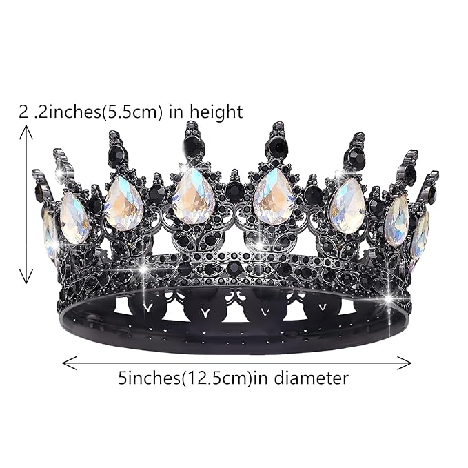 Queen Crown Rhinestone Wedding Crowns and Tiaras for Women Costume Party Hair Accessories Princess Birthday Crown Crystal Bridal Crown (Black & Moonlight Crown)