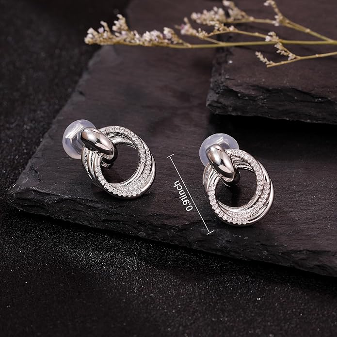 14K Gold Plated Chunky Clip On Earrings for Women 14k Gold Knot Link Clip Earrings Silver Rhinestone Hoop Clip On Earrings Jewelry for Women