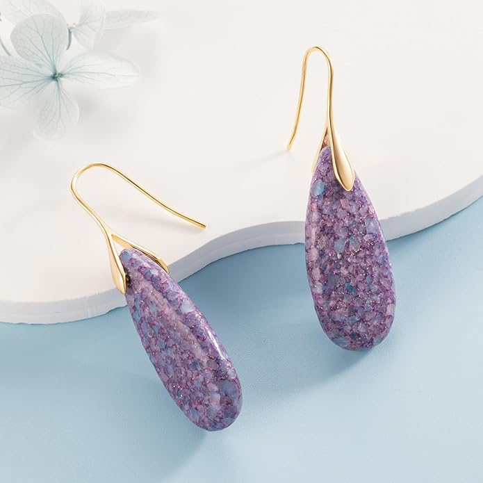 SELOVO Stone Fishhook Dangle Drop Earrings Statement Earrings for Women Stone