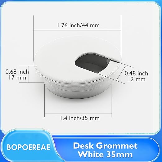 Desk Grommet 1-3/8" (35 mm), Desk Cord Hole Cover, Cable Grommet ABS Plastic, Desk Hole Grommet for Office and Home Table Cable, Detachable Cable Cord Organizer (White 4 Pcs)