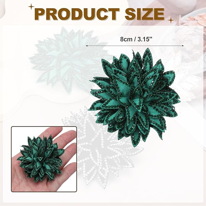 PATIKIL Flower Brooch Pin for Women, Rhinestone Rose Flower Brooch Dainty Fabric Floral Boutonnieres for Women