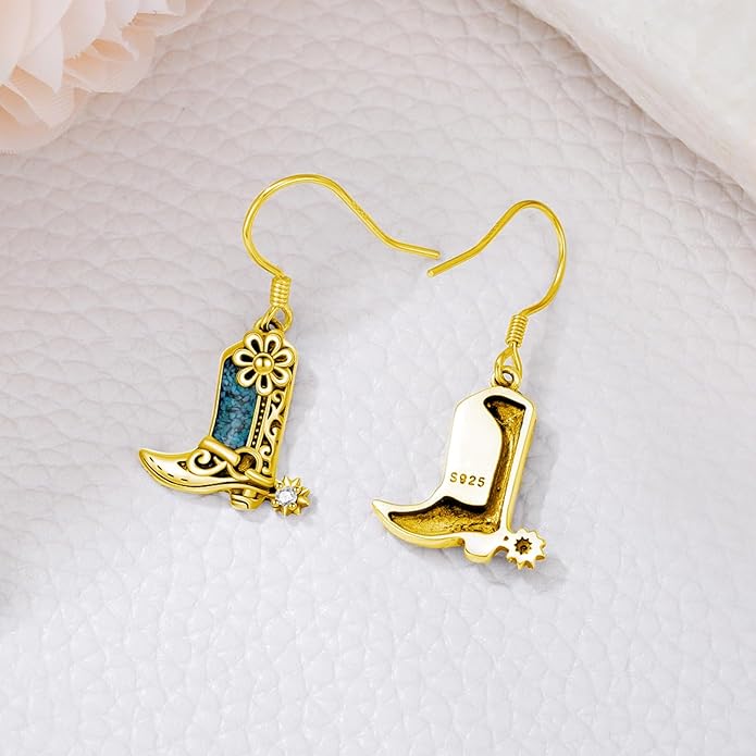 Western Earrings for Women 925 Sterling Silver Turquoise Western Country Dangle Drop Earrings Country Jewelry Gifts for Cowgirl Cowboy