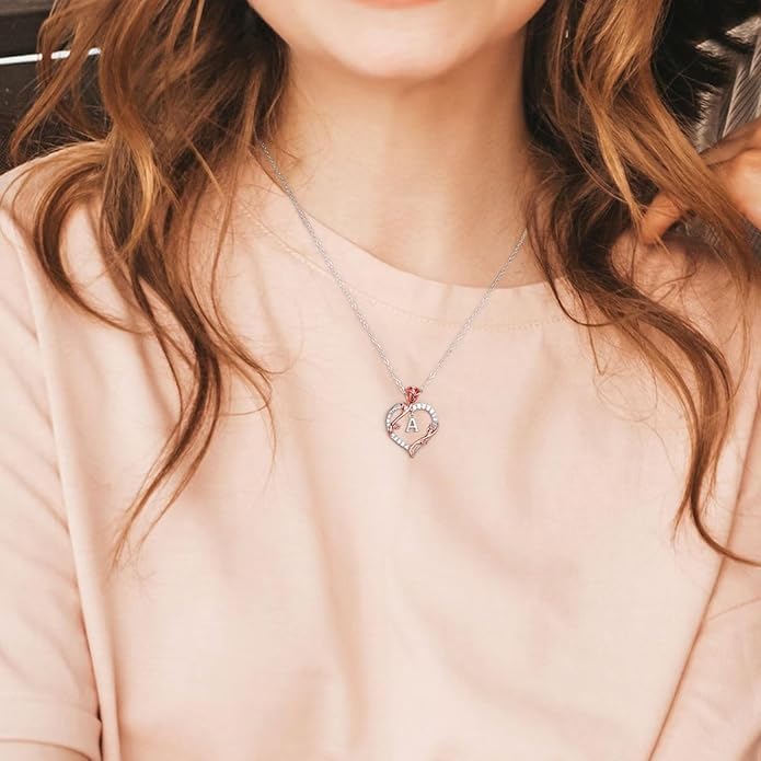 Iefil Valentines Day Gifts for Her - 925 Sterling Silver Heart Initial Necklace, Anniversary Birthday Gifts for Women, Jewelry Gift for Wife Girlfriend