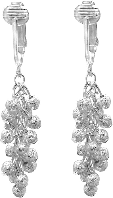 Silver Clip On Earrings For Women, They Look Pierced, Don't Pinch & Won't Fall Off, Hypoallergenic & Lightweight