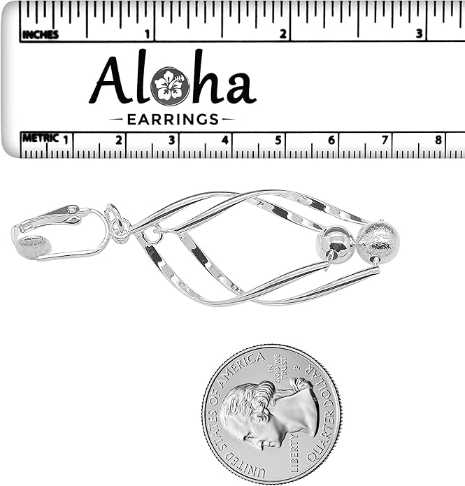 Silver Clip On Earrings For Women, They Look Pierced, Don't Pinch & Won't Fall Off, Hypoallergenic & Lightweight