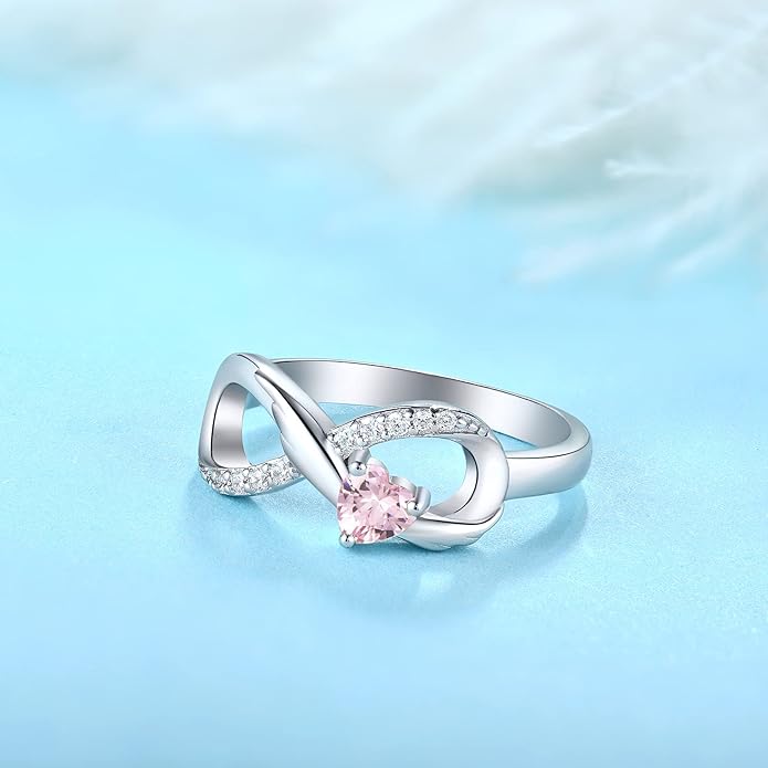 STARCHENIE Infinity Promise Ring 925 Sterling Silver Angel Wings Heart Ring for Women Size 5-10