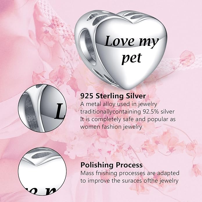 Annmors Personalized Photo Charms For Bracelets/Necklace 925 Sterling Silver Love Heart Shaped Engraved Customize Picture Gift for Birthday Mother's Day,Bead Charms Jewelry for Women
