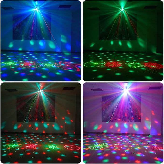 DJ Disco Ball Party Lights with DMX512 and Sound Activated, LED Stage Lighting Show Strobe Light for Parties Indoor Dance Wedding Karaoke Bar KTV Club Christmas Halloween Music Rave Lamp