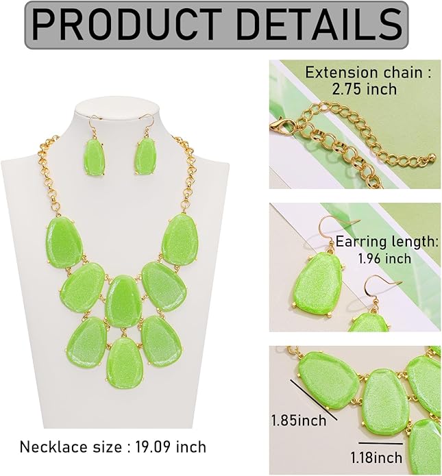 Firstmeet Chunky Bubble Statement Collar Necklace with Earrings for Women
