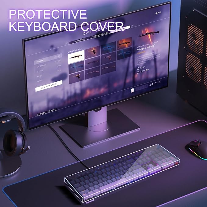 Redragon K556 Desing Wish Keyboard Cover, Water Resistant Half-Covered Acrylic Dust Cover Anti-Cat Lid
