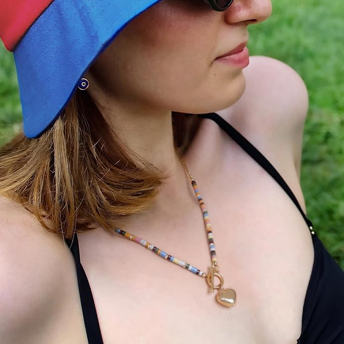 Aobei Pearl 18K Gold Plated Moon Star Lion Evil Eye Love Heart Cross Pendant Necklace Medallion Paperclip Chian Choker Layering Jewery for Women