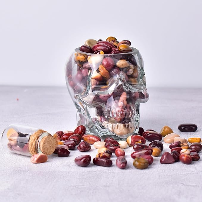 Polished Mookaite Jasper Crystal Chips Set, 0.4", 128 Pcs - Handpicked Tumbled Stones and Crystals Bulk for Healing, Reiki, Meditation, Witchcraft and Home Decor